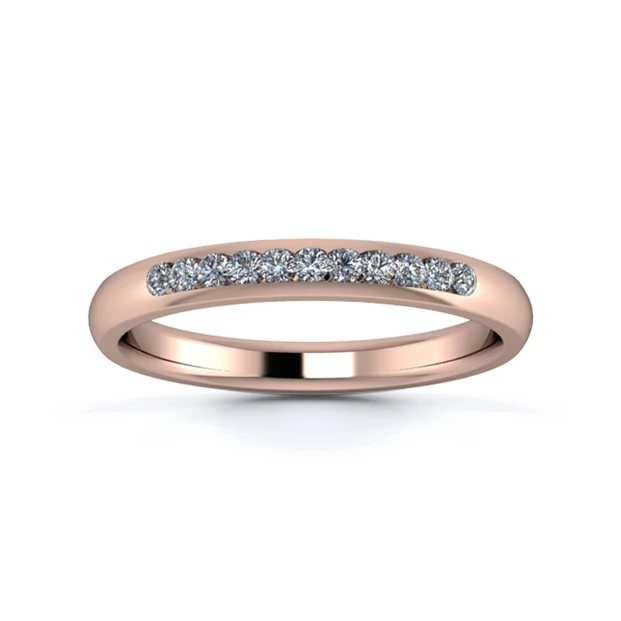 18K Rose Gold 2.5mm Quarter Channel Diamond Set Ring