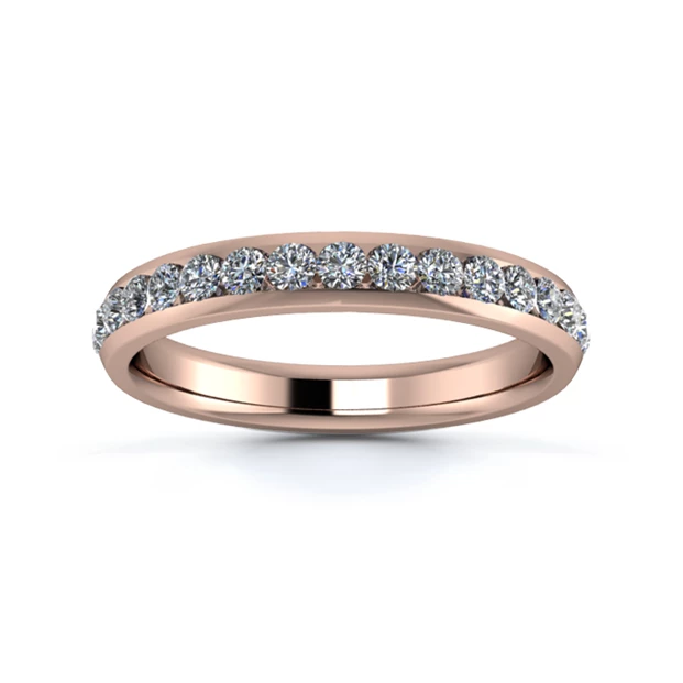18K Rose Gold 3mm Full Channel Diamond Set Ring