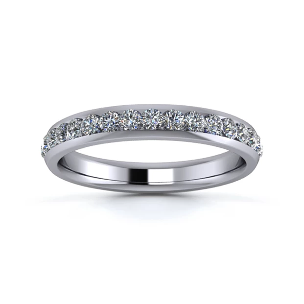 Platinum 3mm Half Channel Diamond Set Ring