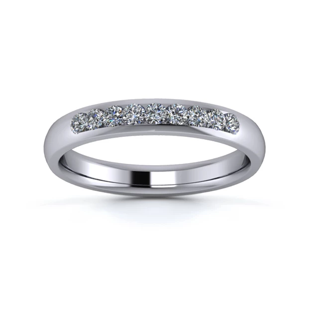 18K White Gold 3mm Quarter Channel Diamond Set Ring
