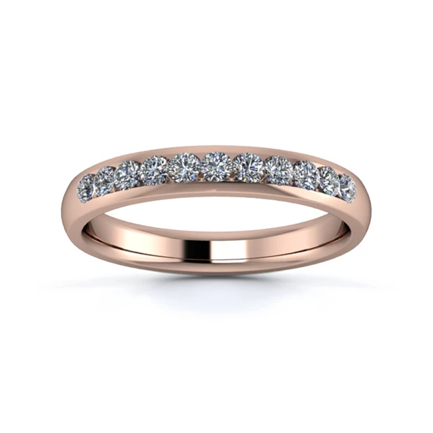 18K Rose Gold 3mm One Third Channel Diamond Set Ring