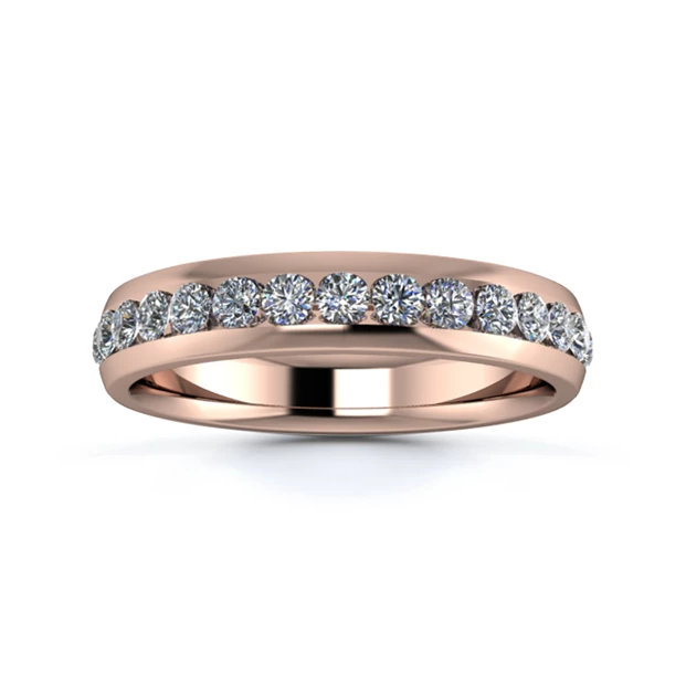 18K Rose Gold 4mm Half Channel Diamond Set Ring