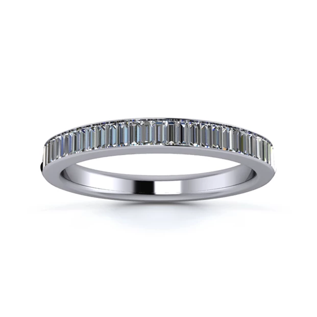 18K White Gold 2.5mm Half Portrait Baguette Channel Diamond Set Ring
