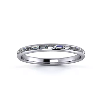 18K White Gold 2mm Half Landscape Baguette Channel Diamond Set Ring