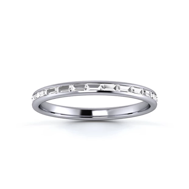 18K White Gold 2mm Three Quarters Landscape Baguette Channel Diamond Set Ring