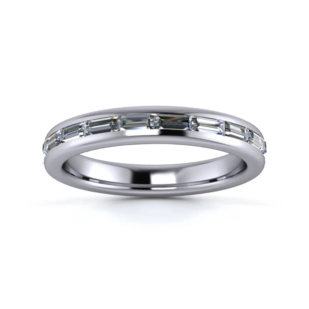 18K White Gold 3.1mm Half Landscape Baguette Channel Diamond Set Ring