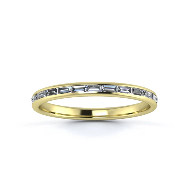 18K Yellow Gold 3.1mm Three Quarters Landscape Baguette Channel Diamond Set Ring