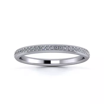 18K White Gold 2mm Half Grain Diamond Set Ring