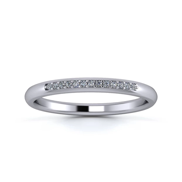 18K White Gold 2mm Quarter Grain Diamond Set Ring
