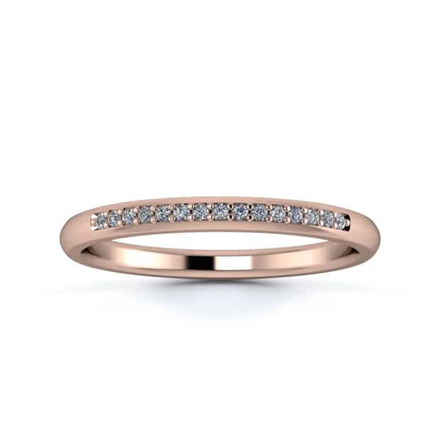 18K Rose Gold 2mm One Third Grain Diamond Set Ring