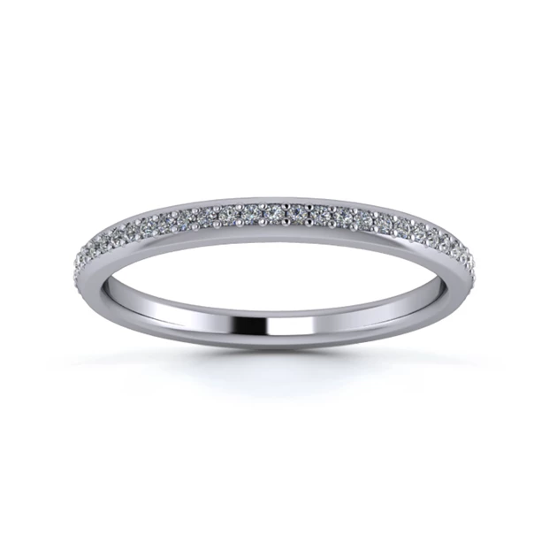 18K White Gold 2mm Three Quarters Grain Diamond Set Ring