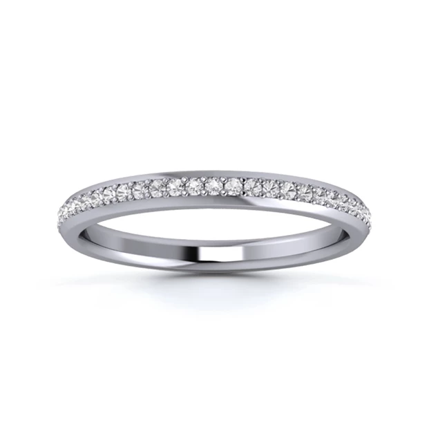 Platinum 2.2mm Full Grain Diamond Set Ring
