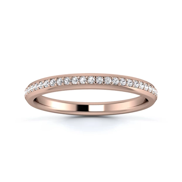 18K Rose Gold 2.2mm Three Quarters Grain Diamond Set Ring