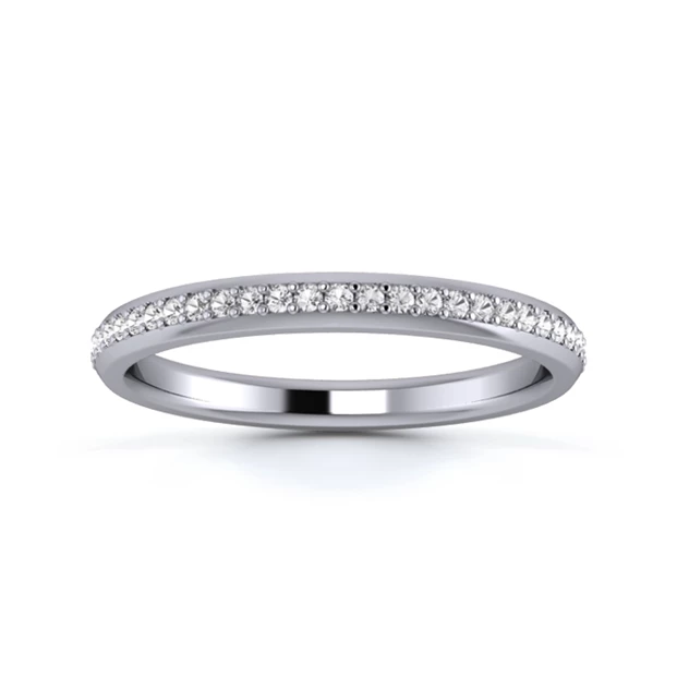 18K White Gold 2.2mm Three Quarters Grain Diamond Set Ring