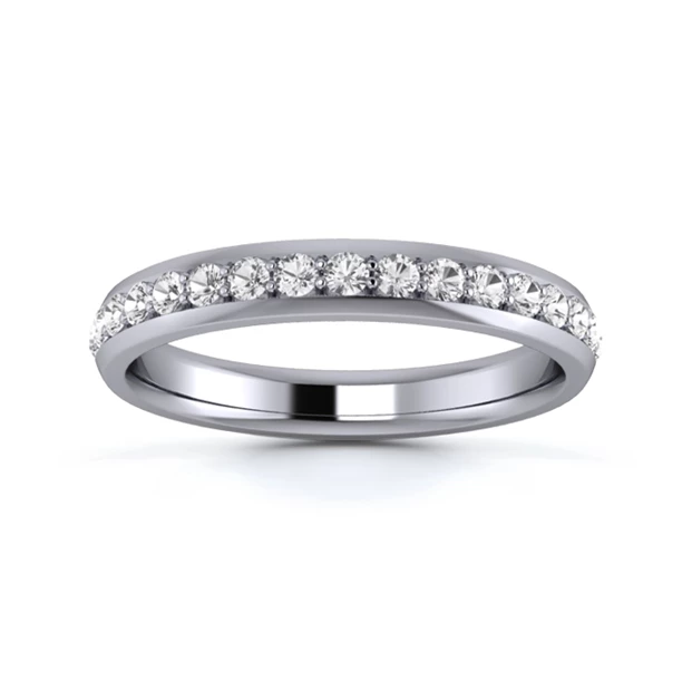 Platinum 3mm Half Grain Diamond Set Ring