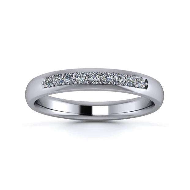 18K White Gold 3mm Quarter Grain Diamond Set Ring