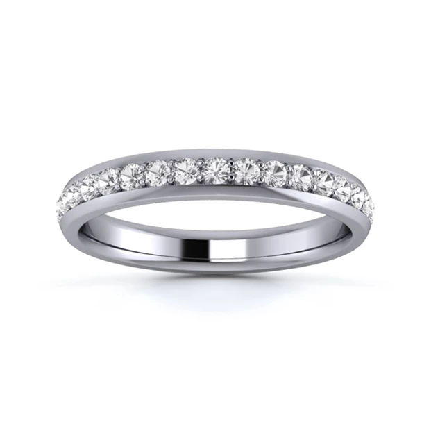 18K White Gold 3mm Three Quarters Grain Diamond Set Ring