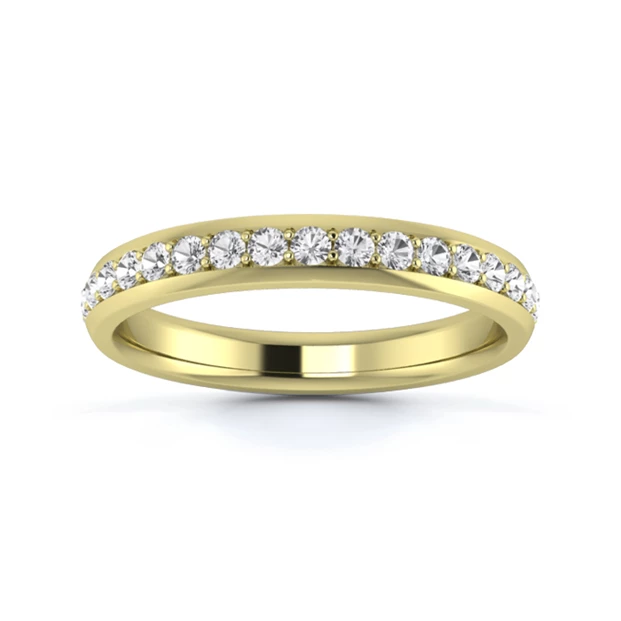 18K Yellow Gold 3mm Three Quarters Grain Diamond Set Ring
