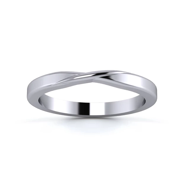 18K White Gold 2.2mm Ribbon Wedding Ring