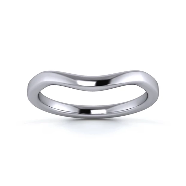 18K White Gold 2mm Dramatic Wave Wedding Ring