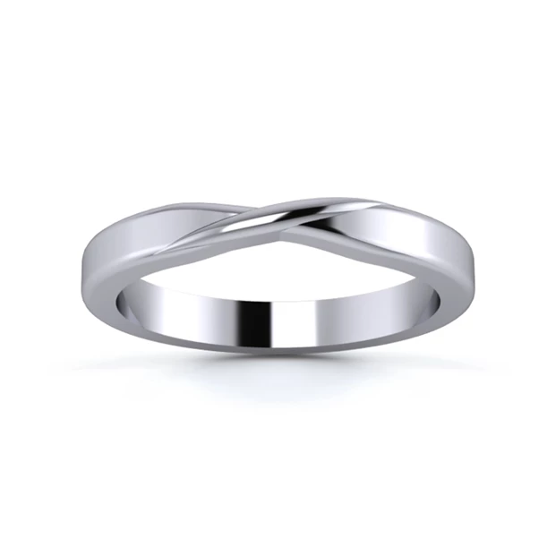 18K White Gold 2.7mm Ribbon Wedding Ring