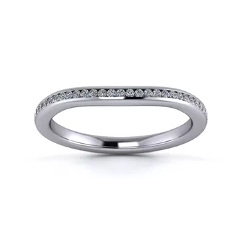 18K White Gold 2mm Slight Wave Half Channel Diamond Set Ring