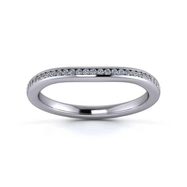 Platinum 2mm Slight Wave Half Channel Diamond Set Ring