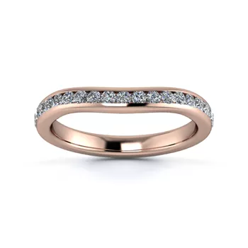 18K Rose Gold 2.5mm Slight Wave Half Channel Diamond Set Ring