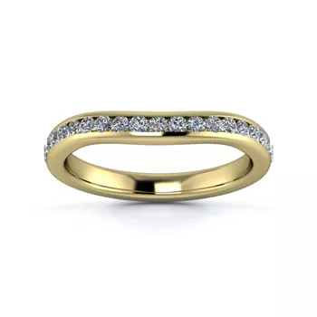 18K Yellow Gold 2.5mm Slight Wave Half Channel Diamond Set Ring