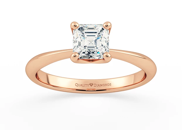 Two Carat Asscher Solitaire Diamond Engagement Ring in 18K Rose Gold