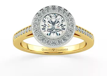 Diamond Set Round Brilliant Dante Diamond Ring in 18K Yellow Gold