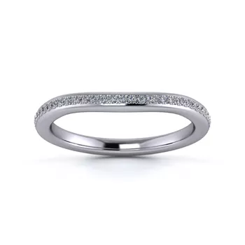 18K White Gold 2mm Slight Wave Half Grain Diamond Set Ring