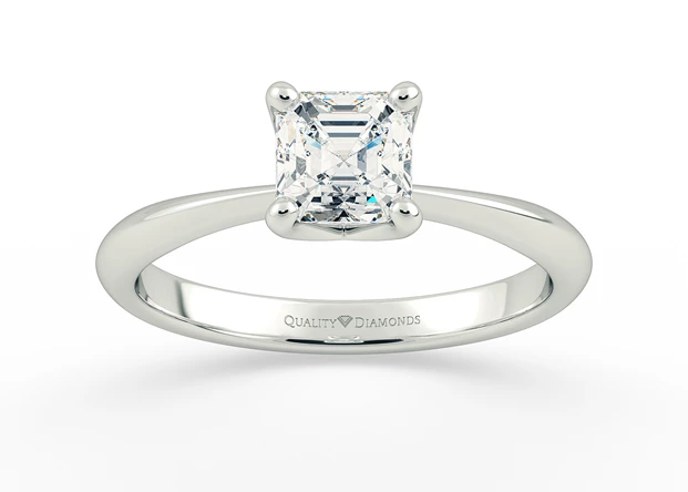 Two Carat Asscher Solitaire Diamond Engagement Ring in Platinum 950