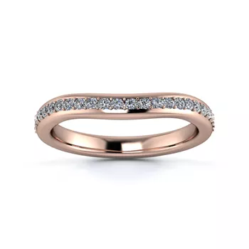 18K Rose Gold 2.5mm Slight Wave Half Grain Diamond Set Ring