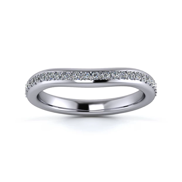 Platinum 2.5mm Slight Wave Half Grain Diamond Set Ring
