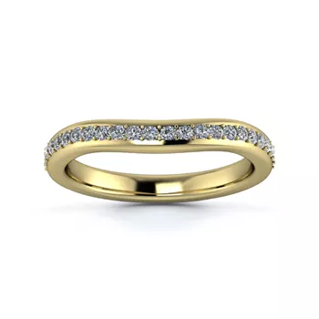 18K Yellow Gold 2.5mm Slight Wave Half Grain Diamond Set Ring