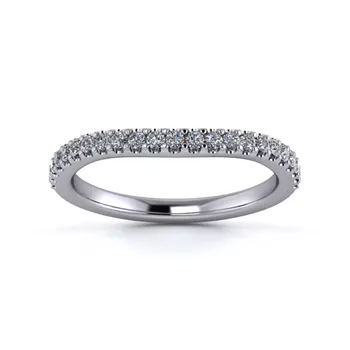 Platinum 2mm Slight Wave Half Micro Diamond Set Ring