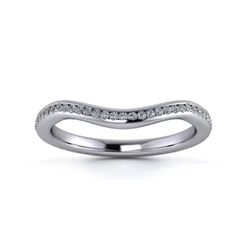 18K White Gold 2mm Dramatic Wave Half Channel Diamond Set Ring