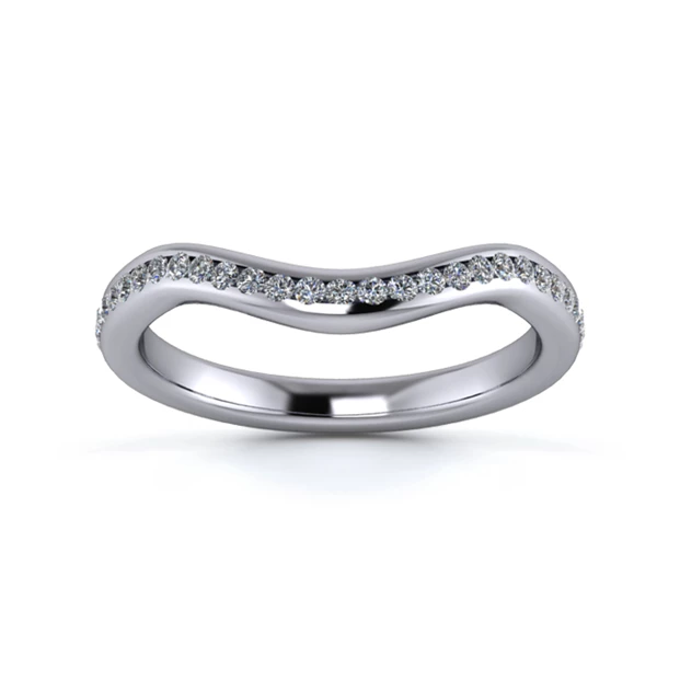 Platinum 2.2mm Dramatic Wave Half Channel Diamond Set Ring