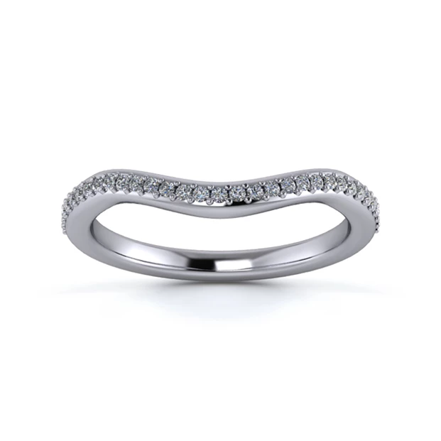 Platinum 2mm Dramatic Wave Half Grain Diamond Set Ring