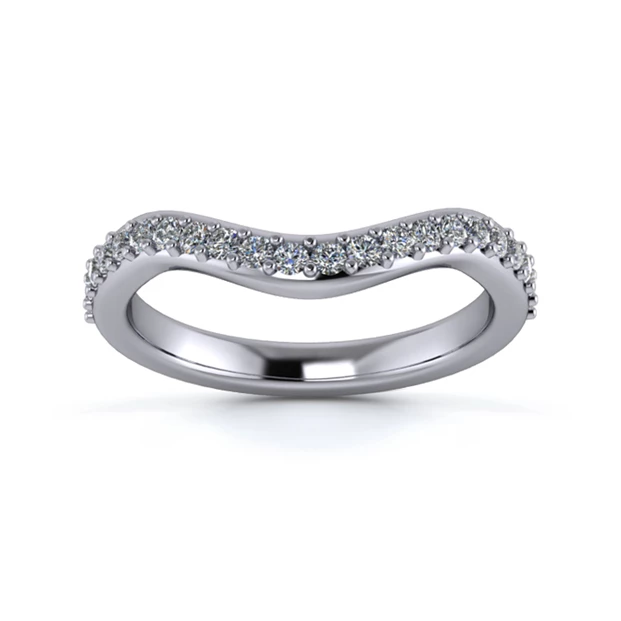 Platinum 2.5mm Dramatic Wave Half Grain Diamond Set Ring
