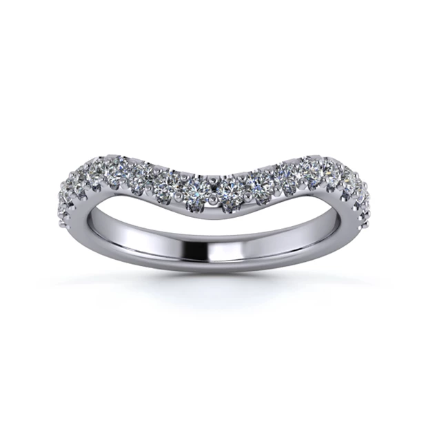 18K White Gold 2.5mm Dramatic Wave Half Micro Diamond Set Ring