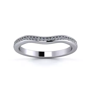 18K White Gold 2mm Gentle Wave Half Channel Diamond Set Ring