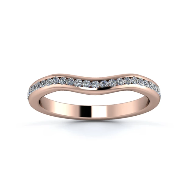18K Rose Gold 2.2mm Gentle Wave Half Channel Diamond Set Ring