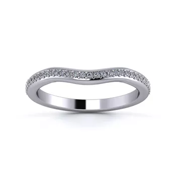 18K White Gold 2mm Gentle Wave Half Grain Diamond Set Ring