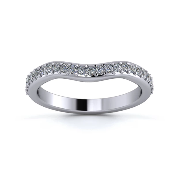 Platinum 2.5mm Gentle Wave Half Grain Diamond Set Ring