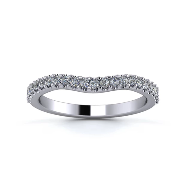 18K White Gold 2mm Gentle Wave Half Micro Diamond Set Ring