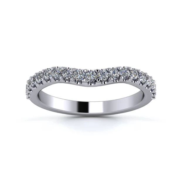 18K White Gold 2.2mm Gentle Wave Half Micro Diamond Set Ring