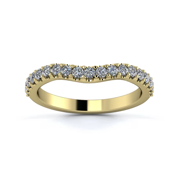 18K Yellow Gold 2.5mm Gentle Wave Half Micro Diamond Set Ring