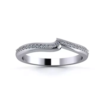 18K White Gold 2mm Fitted Half Grain Diamond Set Ring